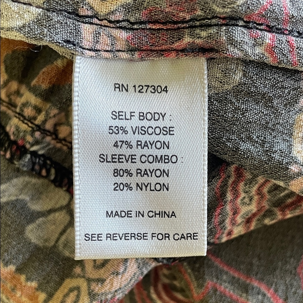 JOHN MARK Boho Paisley Tiered Peasant Blouse - Black with Rust & Mustard Size L - Picture 6 of 7